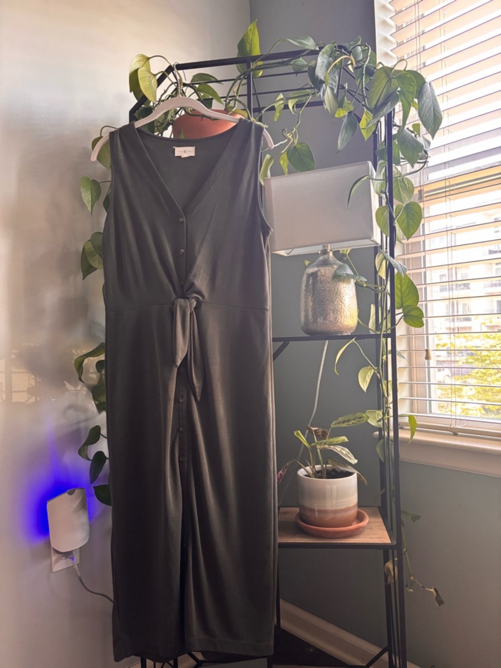 Lou & Grey Olive Green Sleeveless V-Neck Dress